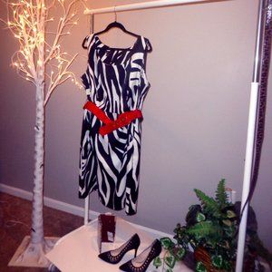ALYX Woman Sleeveless Belted Zebra Print Dress
